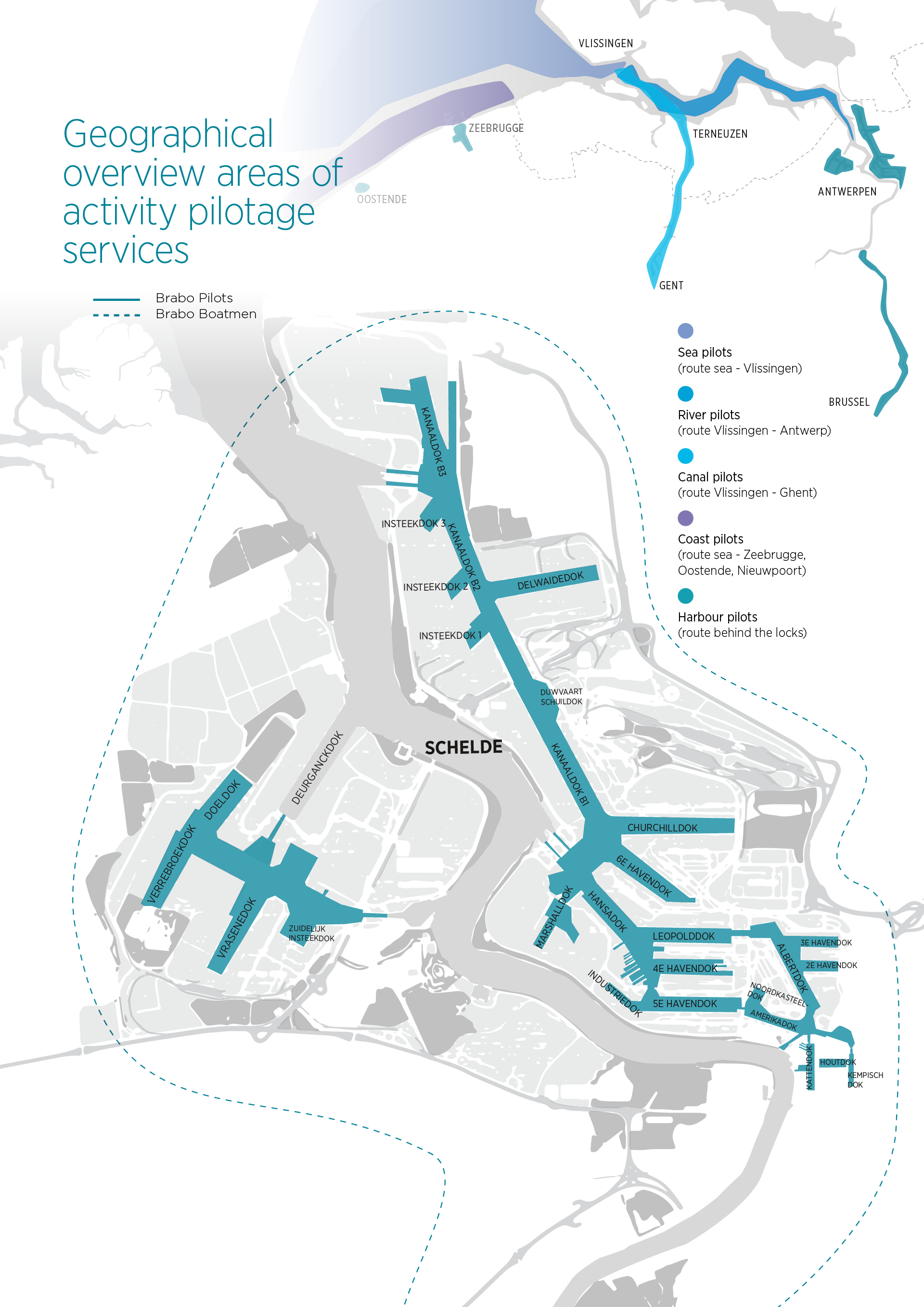 Overview areas of activity pilotage services